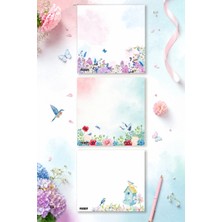 Ficksy Çiçek Bloknot - 9*9 cm Ebat- 50 Yaprak - Notepad - Memopad - Çizgisiz Not Kağıdı- To Do List
