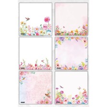 Ficksy Çiçek Bloknot - 9*9 cm Ebat- 50 Yaprak - Notepad - Memopad - Çizgisiz Not Kağıdı- To Do List