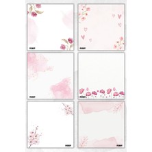 Ficksy Çiçek Bloknot - 9*9 cm Ebat- 50 Yaprak - Notepad - Memopad - Çizgisiz Not Kağıdı- To Do List