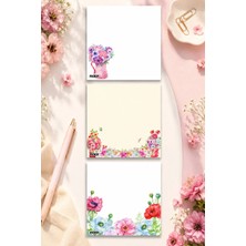 Ficksy Çiçek Bloknot - 9*9 cm Ebat- 50 Yaprak - Notepad - Memopad - Çizgisiz Not Kağıdı- To Do List