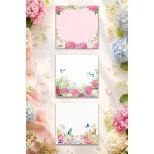 Ficksy Çiçek Bloknot - 9*9 cm Ebat- 50 Yaprak - Notepad - Memopad - Çizgisiz Not Kağıdı- To Do List