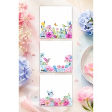 Ficksy Çiçek Bloknot - 9*9 cm Ebat- 50 Yaprak - Notepad - Memopad - Çizgisiz Not Kağıdı- To Do List