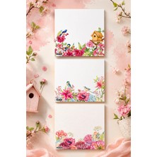 Ficksy Çiçek Bloknot - 9*9 cm Ebat- 50 Yaprak - Notepad - Memopad - Çizgisiz Not Kağıdı- To Do List