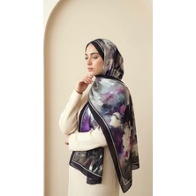 Greyfurt Design Desenli Şal Mor Beyaz Tonlar 70X185 Doğal Pamuklu %100 Kayın Ağacı Lifi Naturel Şal (Natural Eşarp Fresh Tesettür Şık ve Zarif Günlük Kullanım Pamuklu Tülbent Soft Rami Viskon Scarfs)