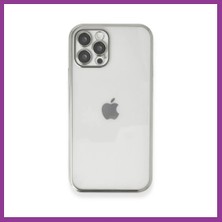 Bezos iPhone 12 Pro Uyumlu Kılıf Lensli Silikon - Gümüş Atg