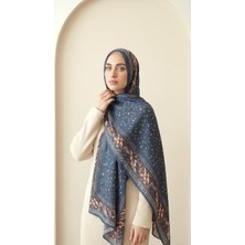 Greyfurt Design Desenli Şal Mavi Küçük Yapraklar 70X185 Doğal Pamuklu %100 Kayın Ağacı Lifi Naturel (Natural Eşarp Fresh Tesettür Şık ve Zarif Günlük Kullanım Pamuklu Tülbent Soft Rami Viskon Scarfs)