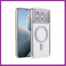 Bezos Poco X6 Pro Uyumlu Joke Simli Magneticsafe Kılıf - Gümüş Atg