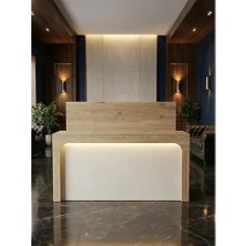 Vivense Apollon LED Işıklı Karşılama Bankosu, Sepet Kumtaşı, 150 cm Çekmeceli