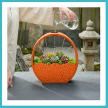 Defne Store 3D Baskı Self-Watering Planter - Kendi Kendini Sulayan Saksı-Turuncu Dfnbez