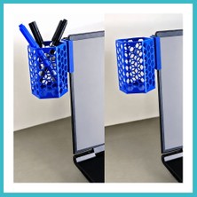 Defne Store 3D Baskı Monitor Kalemlik - Petek Desenli Laptop Kenar Altıgen Kalemlik-Mavi Dfnbez