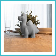 Defne Store 3D Baskı Dinozor Yumurtalık - Sevimli Eggosaurus Yumurta Tutucu-Gri Dfnbez