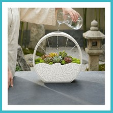 Defne Store 3D Baskı Self-Watering Planter - Kendi Kendini Sulayan Saksı-Beyaz Dfnbez
