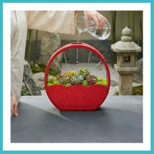 Defne Store 3D Baskı Self-Watering Planter - Kendi Kendini Sulayan Saksı-Kırmızı Dfnbez