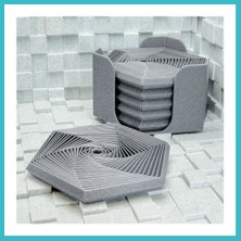 Defne Store 3D Baskı Super Fidget Coaster Seti - Altıgen Desenli Bardak Altlığı ve Tutucu-Gri Dfnbez