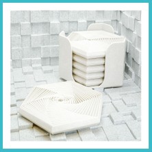 Defne Store 3D Baskı Super Fidget Coaster Seti - Altıgen Desenli Bardak Altlığı ve Tutucu-Beyaz Dfnbez