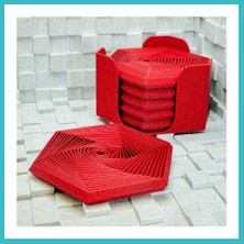 Defne Store 3D Baskı Super Fidget Coaster Seti - Altıgen Desenli Bardak Altlığı ve Tutucu-Kırmızı Dfnbez