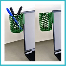 Defne Store 3D Baskı Monitor Kalemlik - Petek Desenli Laptop Kenar Altıgen Kalemlik-Yeşil Dfnbez