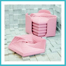 Defne Store 3D Baskı Super Fidget Coaster Seti - Altıgen Desenli Bardak Altlığı ve Tutucu-Pembe Dfnbez