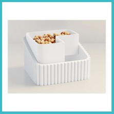 Defne Store 3D Baskı Fıstık Kasesi - Çift Hazneli Kabuk Ayırıcı Sunum Kasesi - Beyaz Beyaz Dfnbez