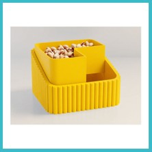 Defne Store 3D Baskı Fıstık Kasesi - Çift Hazneli Kabuk Ayırıcı Sunum Kasesi - Sarı Sarı Dfnbez