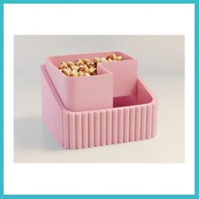 Defne Store 3D Baskı Fıstık Kasesi - Çift Hazneli Kabuk Ayırıcı Sunum Kasesi - Pembe Pembe Dfnbez