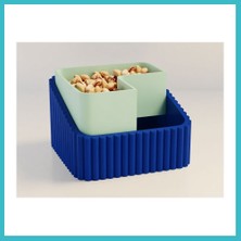 Defne Store 3D Baskı Fıstık Kasesi - Çift Hazneli Kabuk Ayırıcı Sunum Kasesi - Mavi Mint Dfnbez