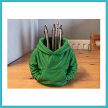Defne Store 3D Baskı Kapüşonlu Sweatshirt Kalemlik - Masaüstü Organizer-Yeşil Dfnbez