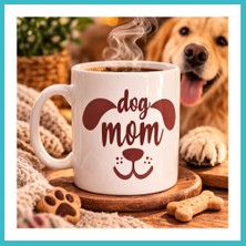 Defne Store Dog Mom Kupa Model 185 – Köpek Annesi Temalı Porselen Kahve Kupası – Köpek Severlere Hediye Kupa Dfnbez