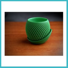 Defne Store 3D Baskı Küre Saksı - Kafes Dokulu Iki Parçalı Dekoratif Saksı - Yeşil-Yeşil Dfnbez