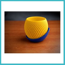 Defne Store 3D Baskı Küre Saksı - Kafes Dokulu Iki Parçalı Dekoratif Saksı - Sarı-Mavi Dfnbez