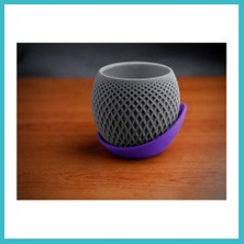 Defne Store 3D Baskı Küre Saksı - Kafes Dokulu Iki Parçalı Dekoratif Saksı - Gri-Mor Dfnbez