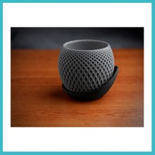 Defne Store 3D Baskı Küre Saksı - Kafes Dokulu Iki Parçalı Dekoratif Saksı - Gri-Siyah Dfnbez