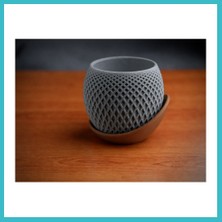 Defne Store 3D Baskı Küre Saksı - Kafes Dokulu Iki Parçalı Dekoratif Saksı - Gri-Kahverengi Dfnbez