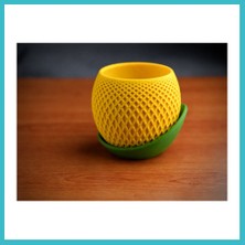 Defne Store 3D Baskı Küre Saksı - Kafes Dokulu Iki Parçalı Dekoratif Saksı - Sarı-Yeşil Dfnbez