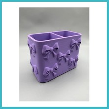 Defne Store 3D Baskı Fiyonk Desenli Bölmeli Kalemlik - Masaüstü Organizer - Mor Dfnbez