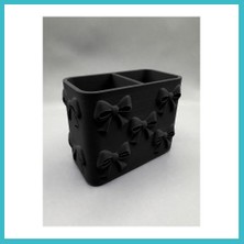 Defne Store 3D Baskı Fiyonk Desenli Bölmeli Kalemlik - Masaüstü Organizer - Siyah Dfnbez