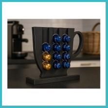 Defne Store 3D Baskı Kahve Kapsül Standı Tezgah Üstü Kapsül Organizer Düzenleyici Kupa Formlu Dekoratif Siyah Dfnbez