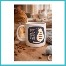 Defne Store Keep Calm Love Cats Kedi Temalı Porselen Kupa Model 56 – Sevimli Tasarım , Kahve & Çay Kupası Dfnbez