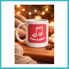 Defne Store You’re Mine Tasarımlı Porselen Kupa Model 20 – Sevgi Dolu Müzik Notalı Özel Tasarım Kupa Dfnbez
