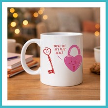 Defne Store Model 27 – You’re The Key To My Heart Tasarımlı Porselen Kupa - Sevgiliye Arkadaşa Özel Anlamlı Hediye Dfnbez