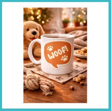 Defne Store Woof! Köpek Temalı Porselen Kupa Model 54 – Sevimli Patili Tasarım, Kahve & Çay Kupası, Hayvanseverlere Özel Hediye Dfnbez
