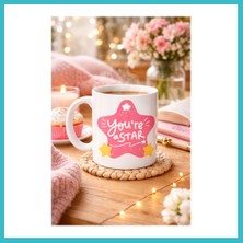 Defne Store You’re A Star "sen Yıldızsın" Yazılı Porselen Kupa Model 154 – Motivasyon Temalı, Özel Tasarım Kahve & Çay Kupası Dfnbez