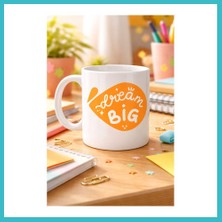 Defne Store Dream Big Yazılı Porselen Kupa Model 135 – Motivasyon Temalı, Sıcak Tasarım, Kahve & Çay Kupası, Hediye Fikri Dfnbez
