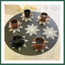 Vintessy Vıntessy 6 Lı Dantel Kahve Sunumluğu 15X15 cm Asorti Desenli Modern Sunum Aksesuarı BZS01