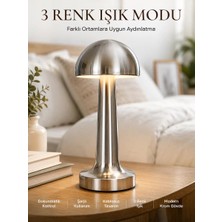 MiraLive Modern Mantar Masa Lambası Dokunmatik 3 Işık Modlu Şarjlı Kablosuz LED Yeni Nesil