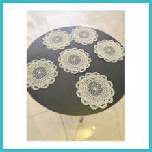 Defne Store 6 Lı Dantel Kahve Sunumluğu 15X15 cm Asorti Desenli Bardak Altlığı Türk Kahvesi Fincan Sunum Seti Dfnbez