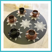 Defne Store 6 Lı Dantel Kahve Sunumluğu 15X15 cm Asorti Desenli Bardak Altlığı Türk Kahvesi Fincan Sunum Seti Dfnbez