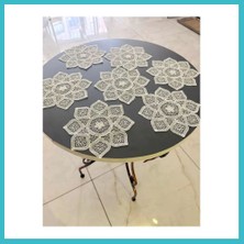 Defne Store 6 Lı Dantel Kahve Sunumluğu 15X15 cm Asorti Desenli Bardak Altlığı Türk Kahvesi Fincan Sunum Seti Dfnbez