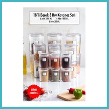 Defne Store 18'li Barok Yuvarlak 3 Boy Kavanoz Seti & Saklama Kabı & Erzak Kabı (6*2000 Ml, 6*1000 ml ,6*500 Ml) Dfnbez