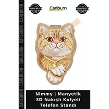 Carlburn Nimmy | Manyetik 3D Nakışlı Kolyeli Telefon Standı Dekoratif Aksesuar Ofis Tutucu Günlük Stant